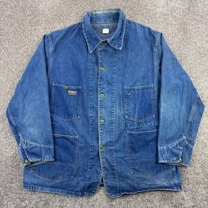 Vintage OshKosh B'Gosh Denim Chore Jacket Mens Size 50R Union Made Sanforized